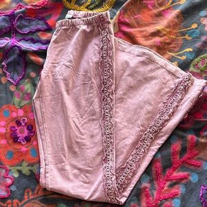 Pink Lace Trim Flare/Bell Bottom Pants